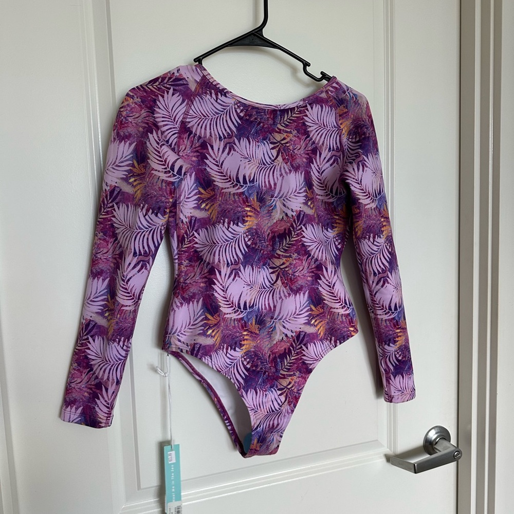 Jolyn Clothing Eryn Krouse Multicolor Leaf Print Surf Suit